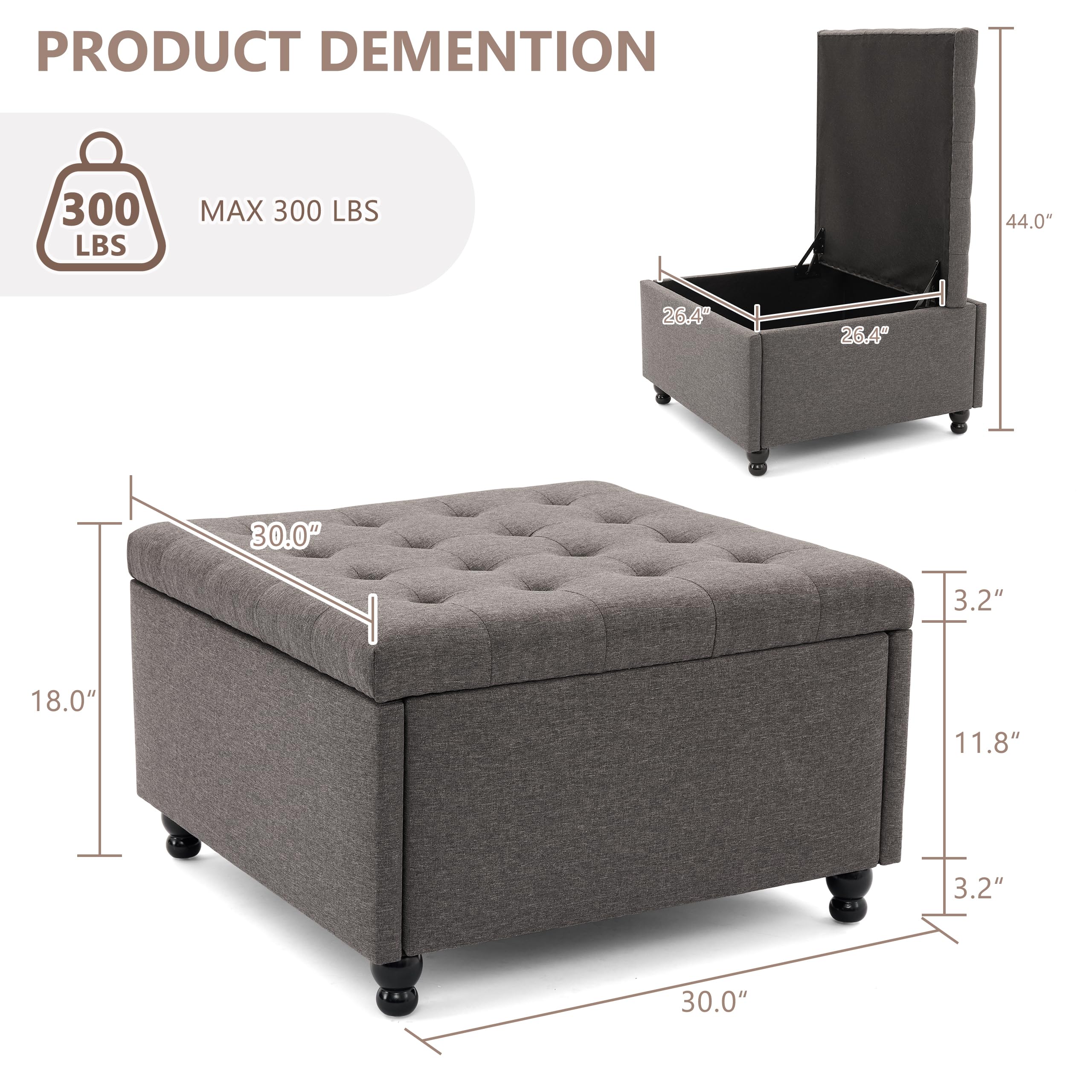 Square Storage Ottoman Coffee Table