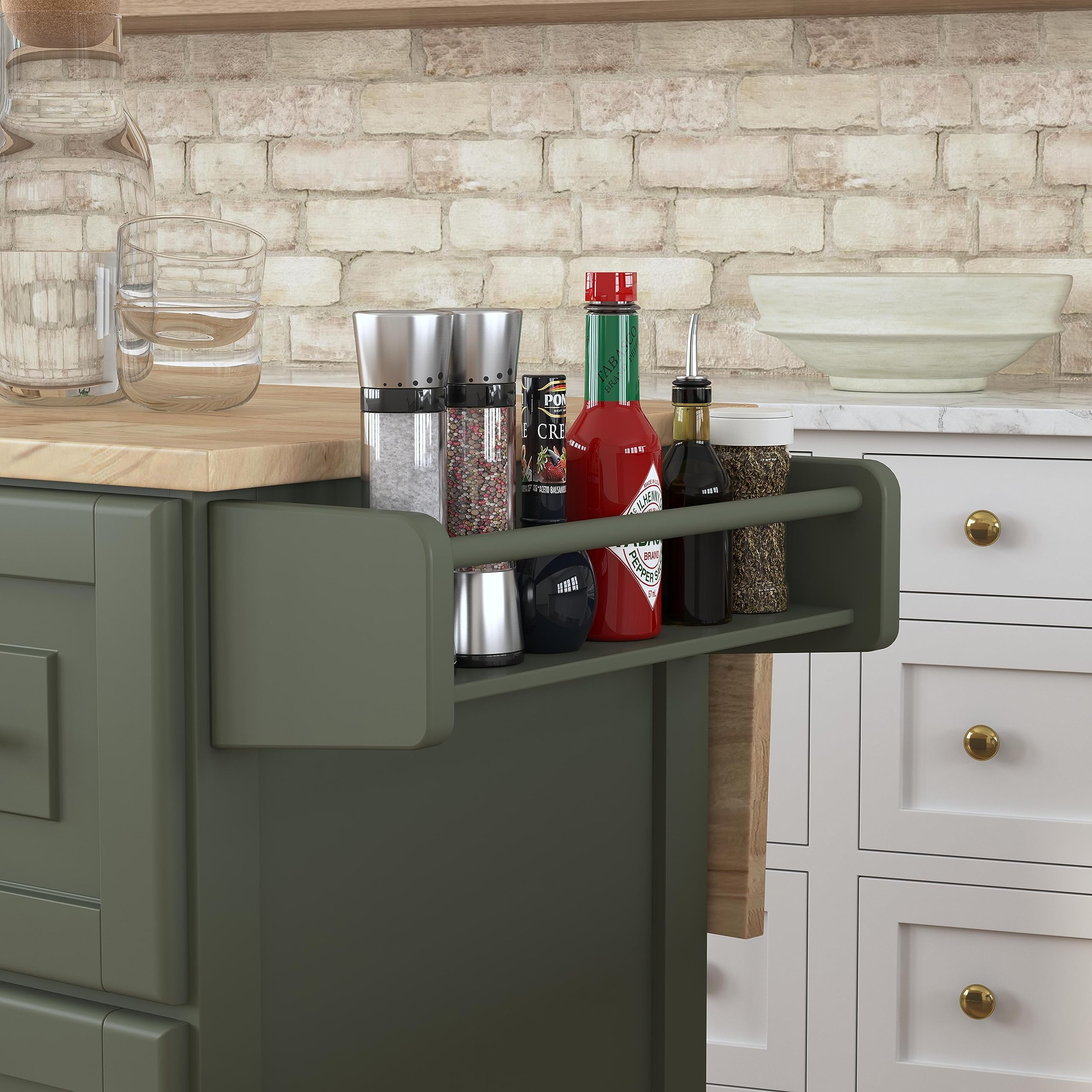 Mobile Kitchen Island Cart with Dropleaf Breakfast Bar
