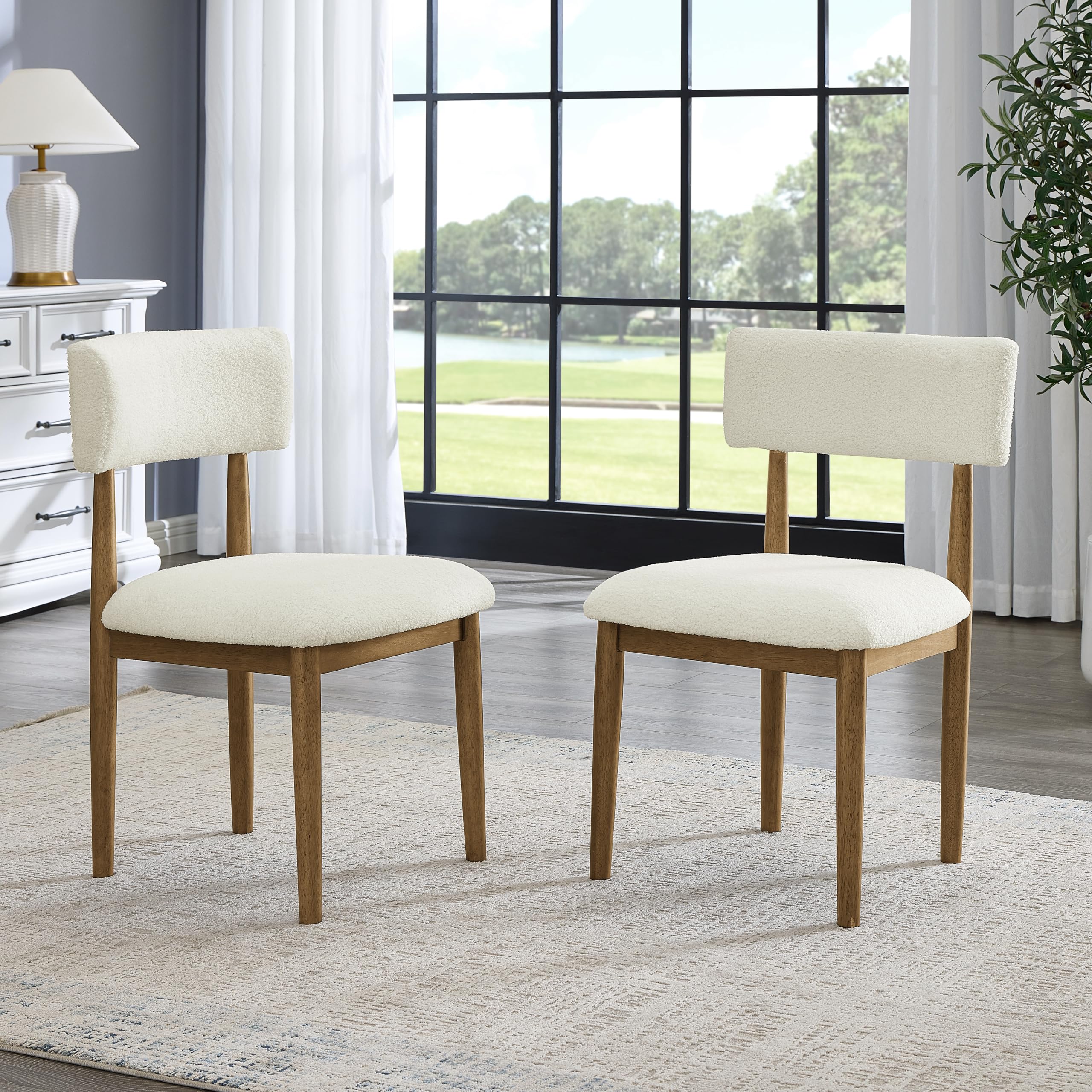 Boucle Upholstered Dining Chairs, Set of 2