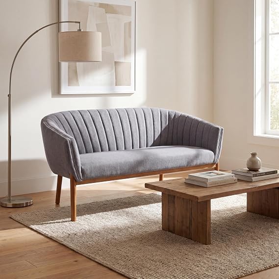 Teal Channel-Stitched Loveseat