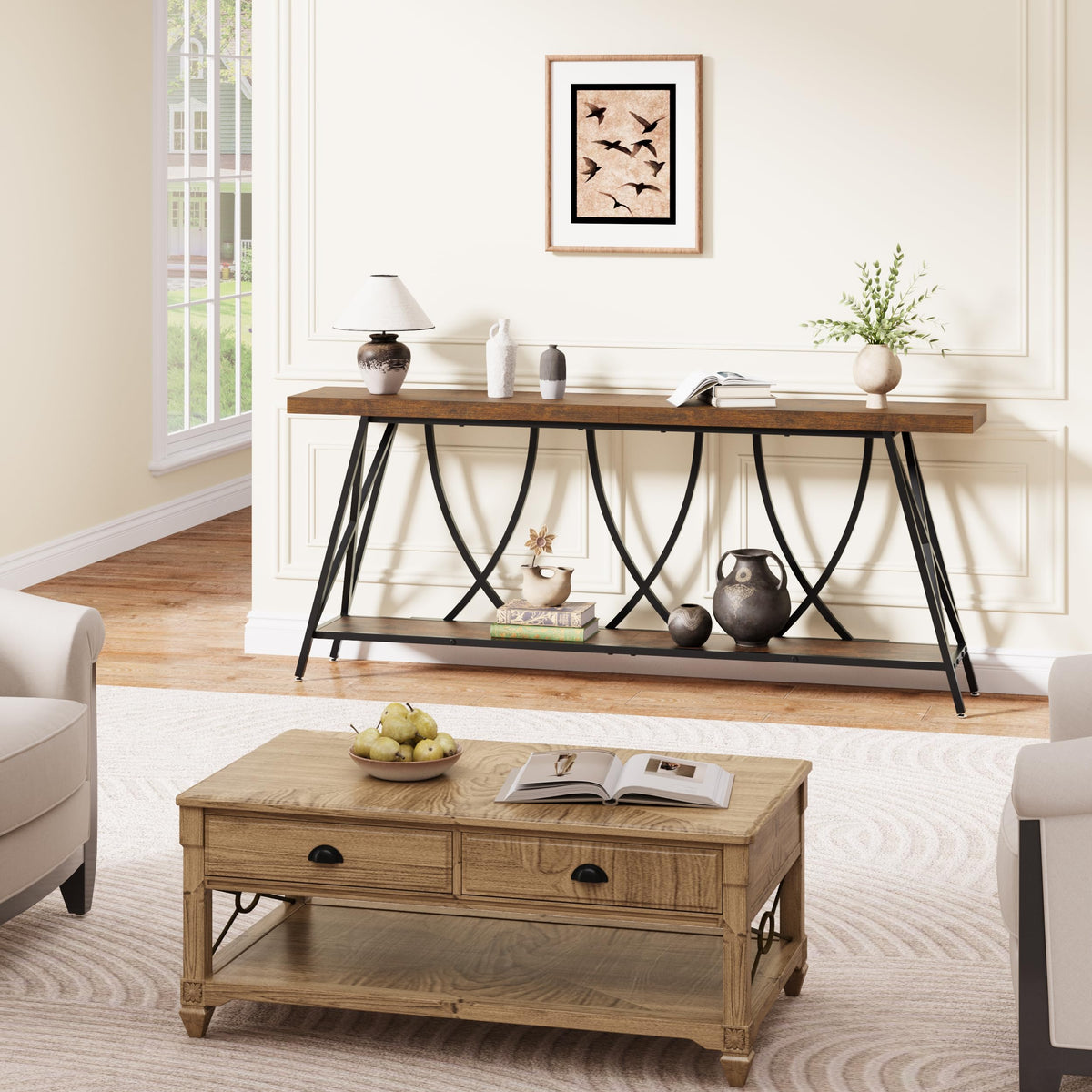 Rustic Brown Narrow Console Table