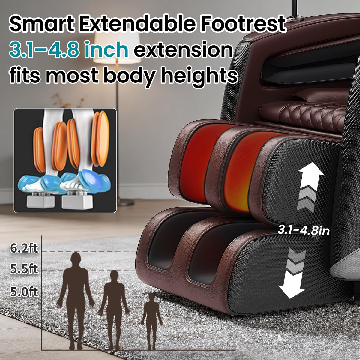 Massage Chair Full Body, Zero Gravity Recliner with 10 Nodes, 14 Airbags, Heat, Bluetooth, Touch Screen, Phone Holder, Ambient Light, Adjustable Footrest, Deep Tissue Massager for Home Office, Gifts