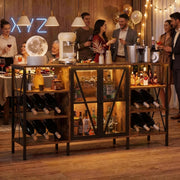 Wine Bar Cabinet with LED Light & Wine Rack