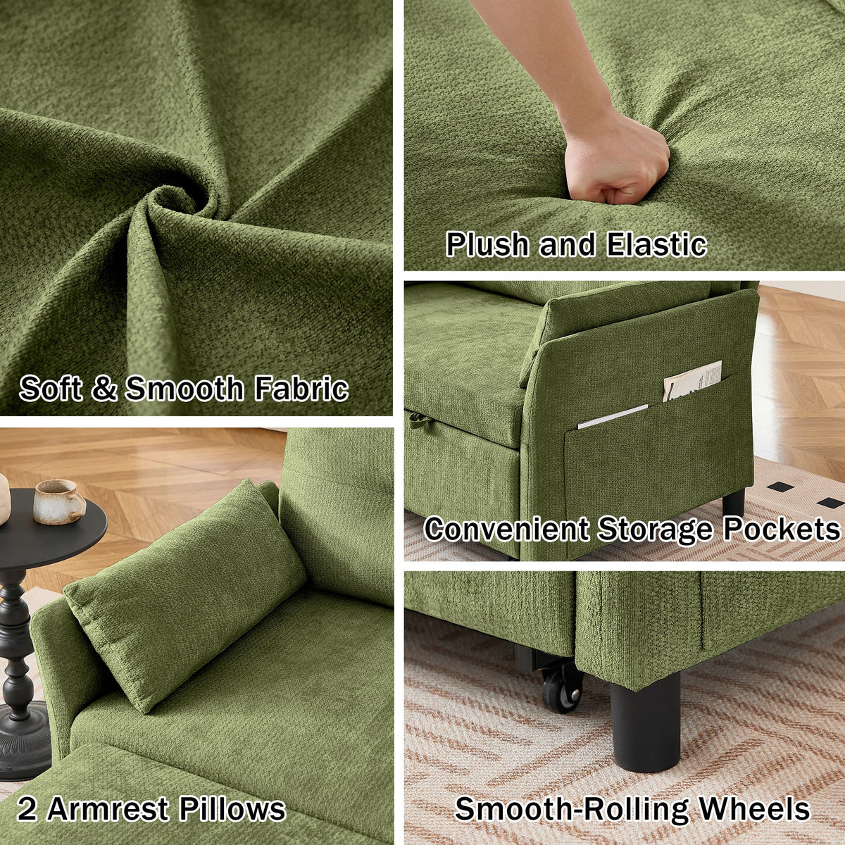 Green 3-in-1 Sleeper Loveseat