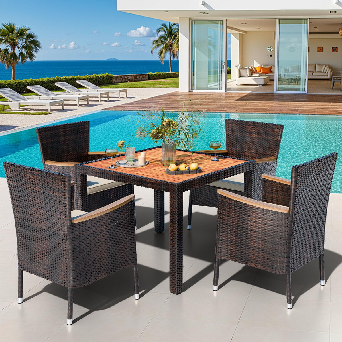 5-Piece Wicker Patio Dining Set