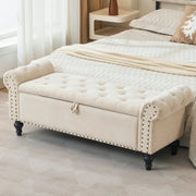Dowiean 51" Storage Ottoman Bench, End of Bed Bench for Bedroom, Storage Ottomans for Foot of Bed, Chenille Upholstered Benches, Window Benches for Living Room, Entryway, Beige