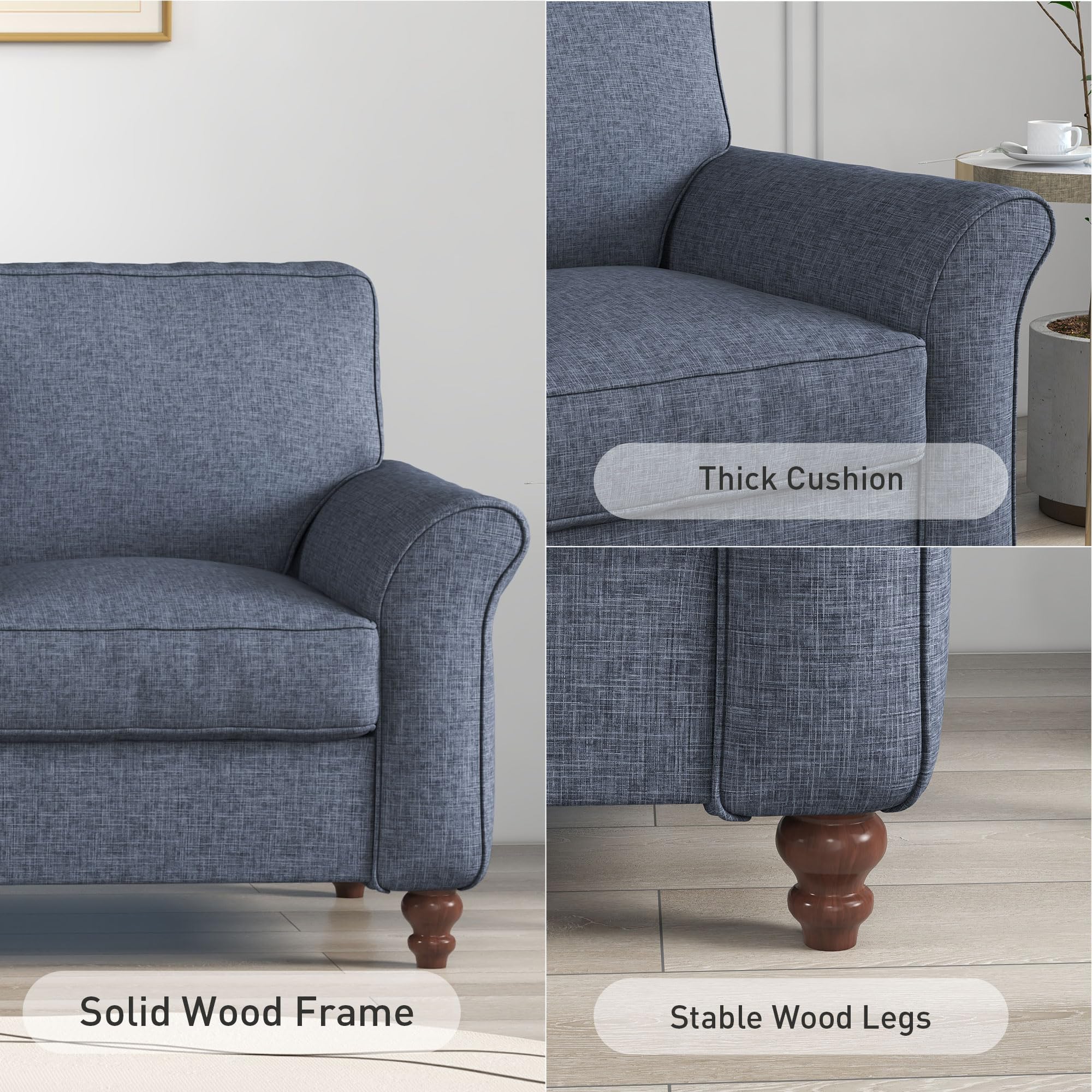 Modern 2-Seater Loveseat Sofa with Side Pockets