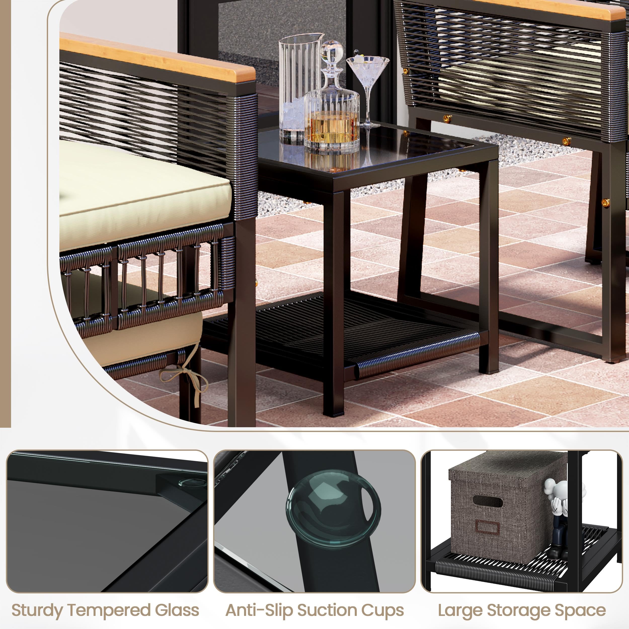 5-Piece Outdoor Wicker Conversation Set