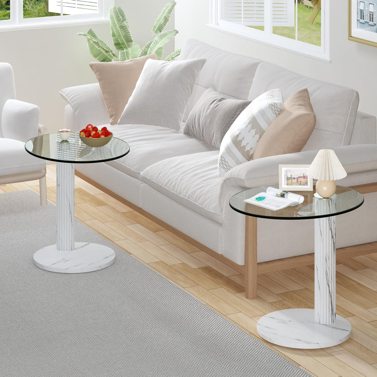 Round Glass Side Table Set