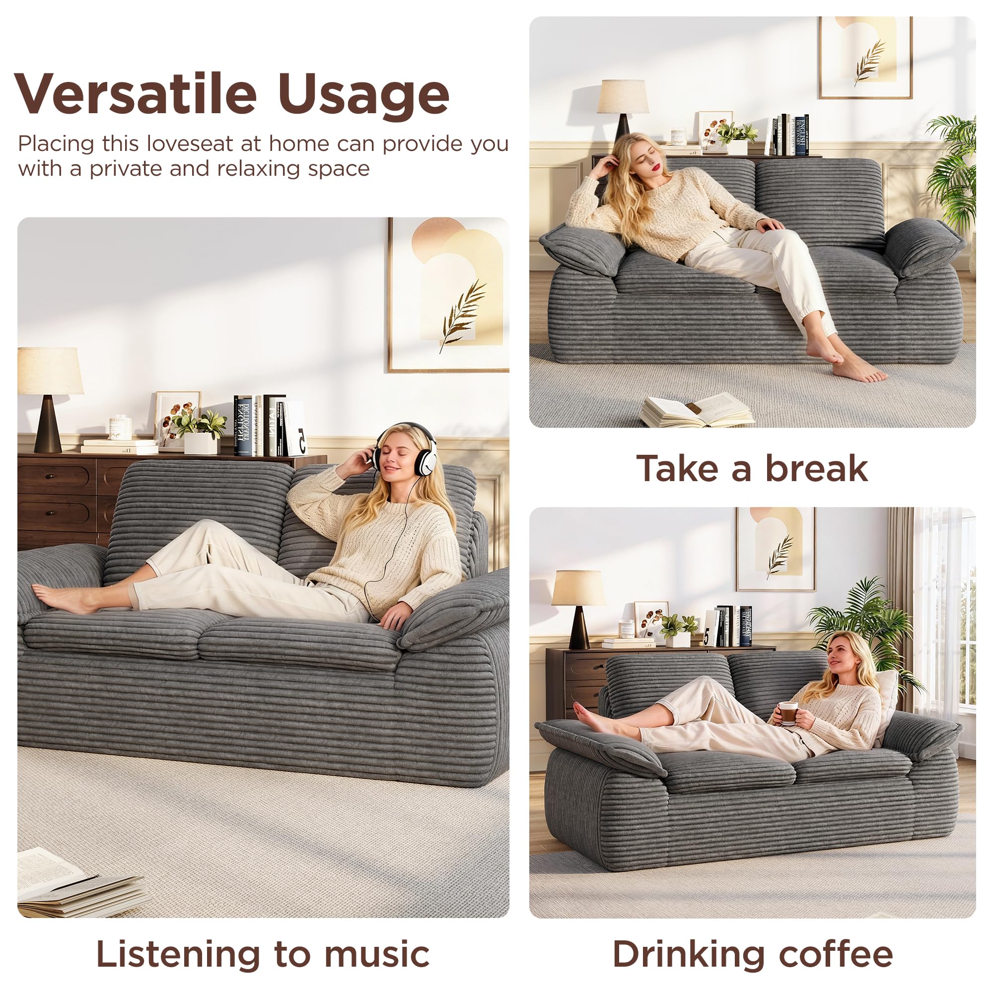 71" Corduroy Loveseat Sofa