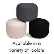 BIRDROCK HOME Outdoor Pouf Ottoman | Hand Woven Waterproof Foot Stool with Bead Bag Filling | Boho Foot Rest for Patio, Living Room, Porch & Outdoor Seating | Lightweight, Soft Stuffed Chair | Black