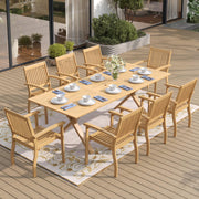Acacia Wood 9-Piece Extendable Outdoor Dining Set