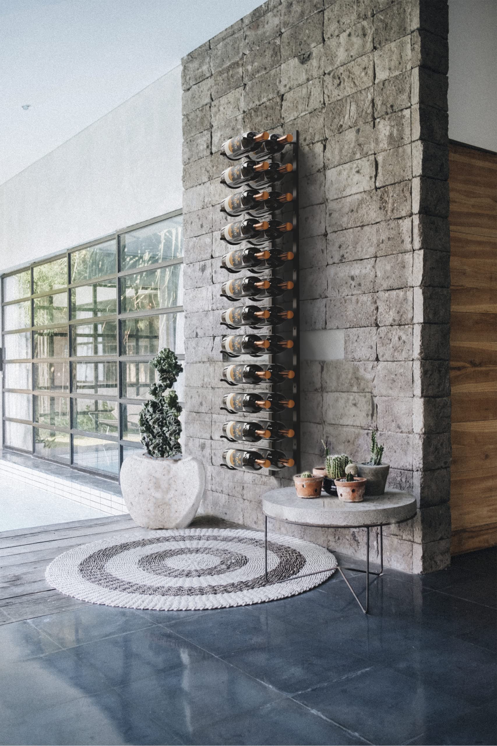 Jagged Ridge Wine Rooms - Premium Wall Mounted Metal Wine Rack - 24 Wine Bottles Holder - Modern Wine Rack, Matte Black - Space Saving for Home, Kitchen, Bar - Designed in Canada by Wine Enthusiasts