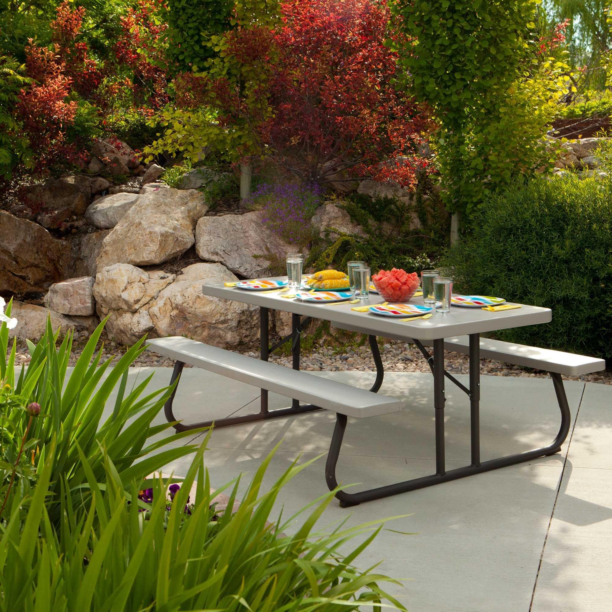 6-Foot Folding Picnic Table with Bench Seating