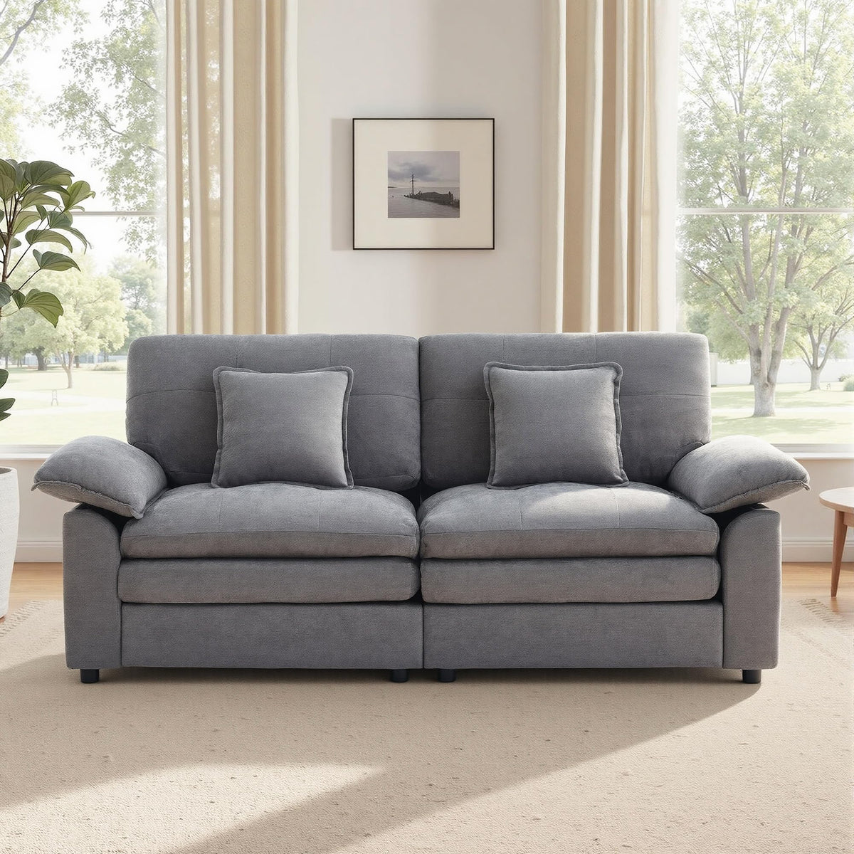Chenille Loveseat with Side Pocket