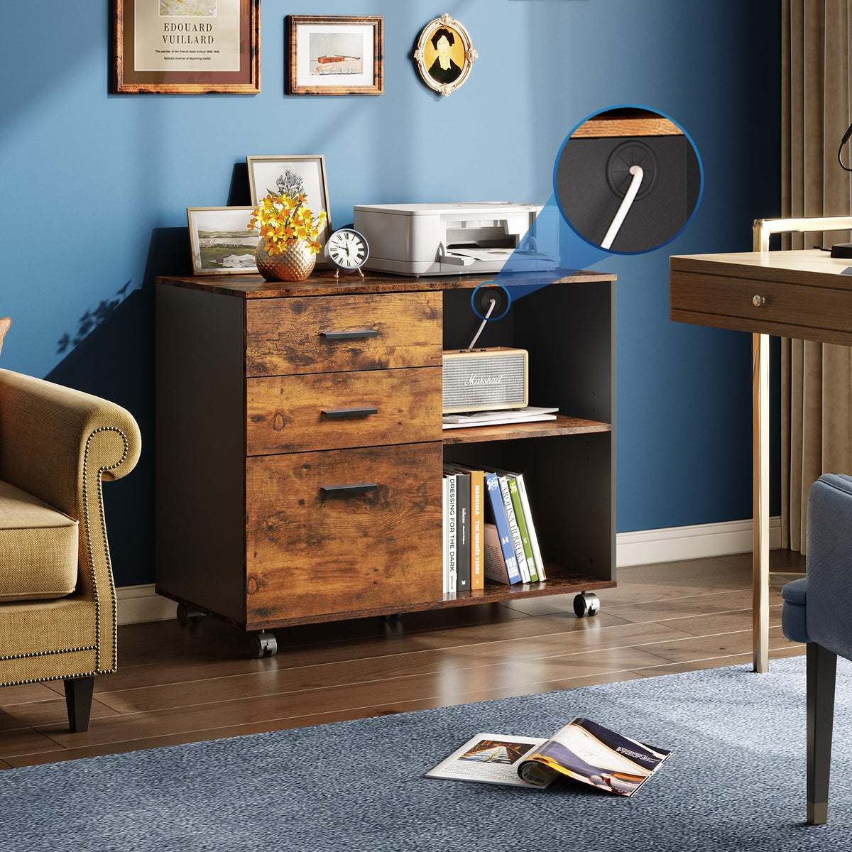 3-Drawer Mobile File Cabinet