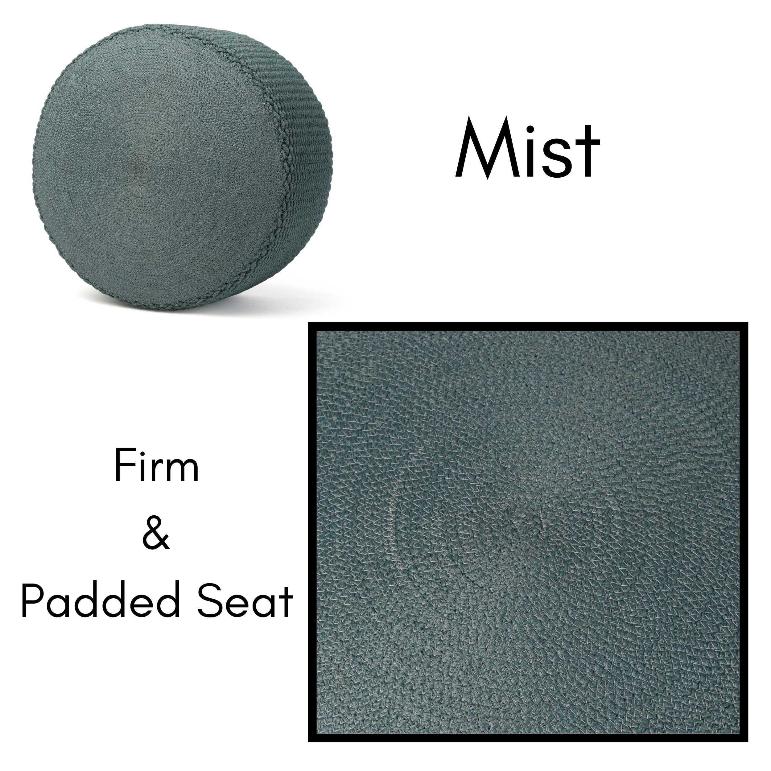 BIRDROCK HOME Outdoor Pouf Ottoman - Mist - Woven Indoor or Backyard Patio Use - Floor Footstool for Living Room- Knit Bean Bag - Oversized Padded Chair - Moroccan Foot Rest