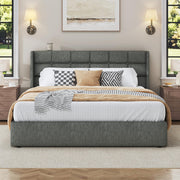 Hydraulic Lift Storage Bed Frame with Wingback Headboard