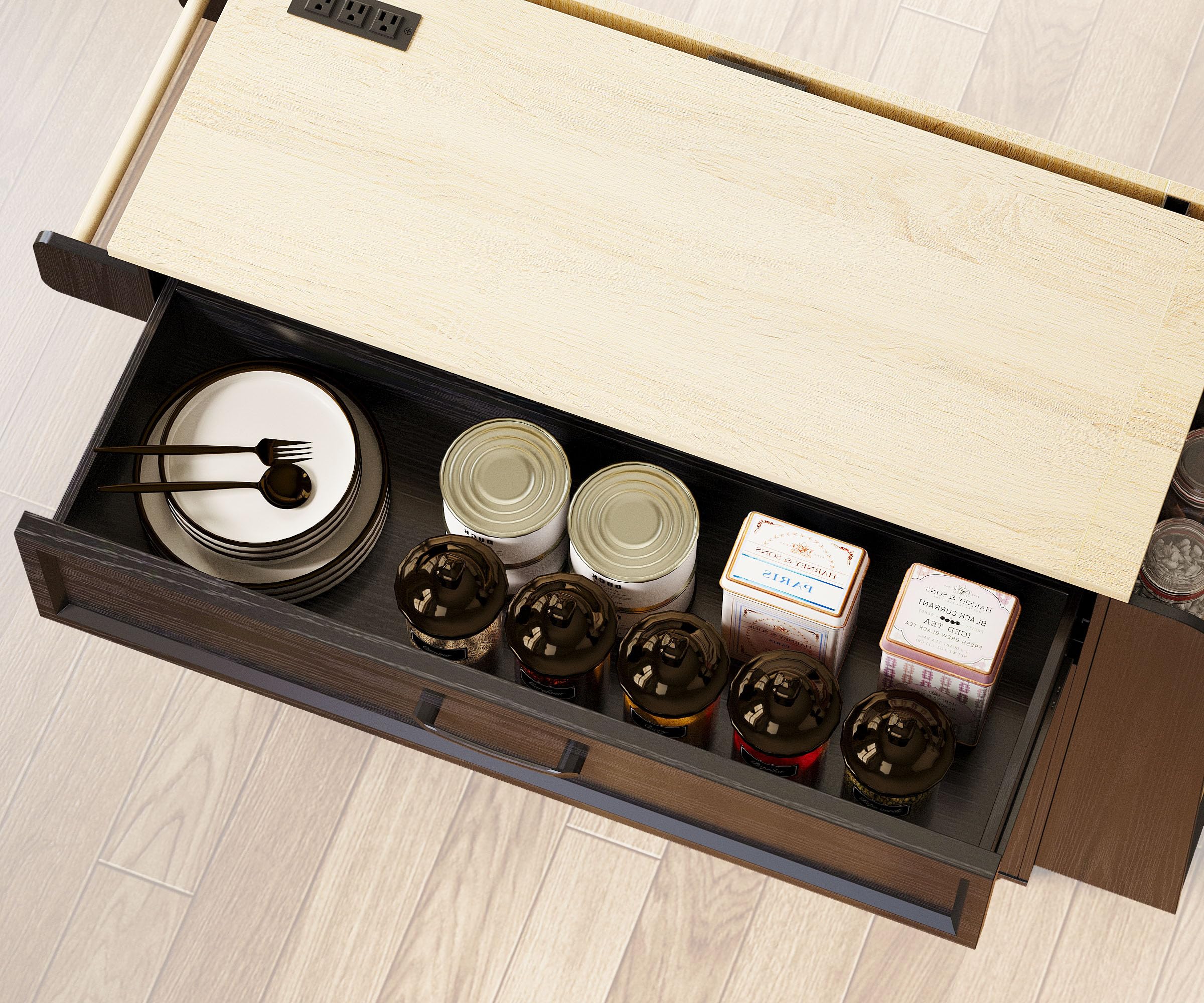 Kitchen Island Cart with Storage & Drop Leaf
