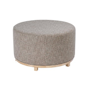 Round Upholstered Ottoman with Wood Base