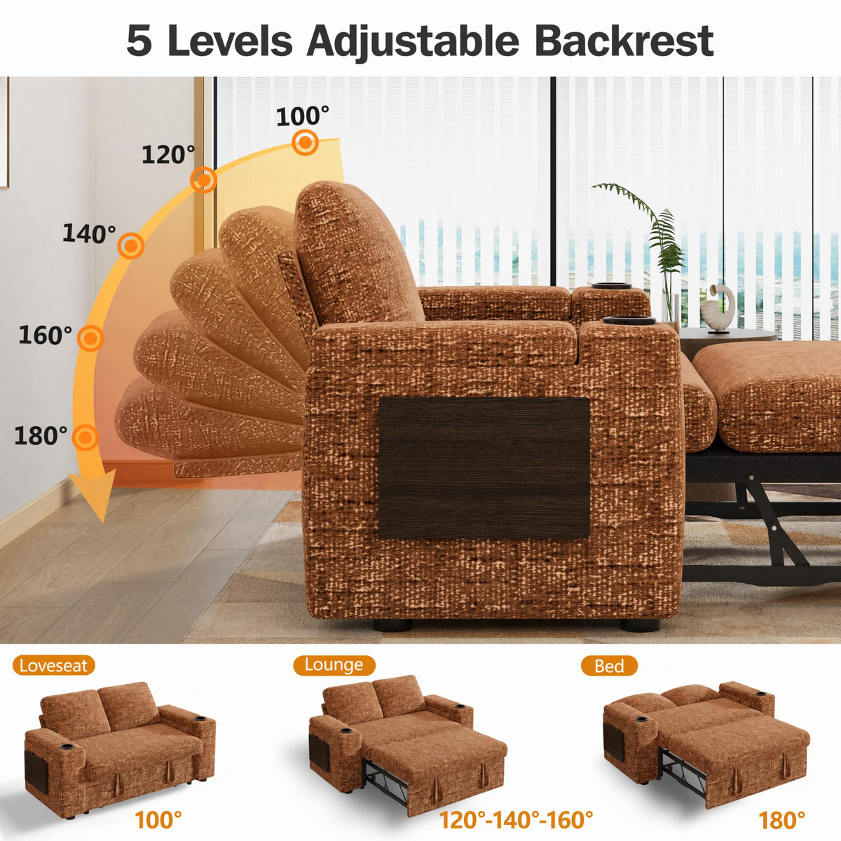 Chenille Sleeper Loveseat