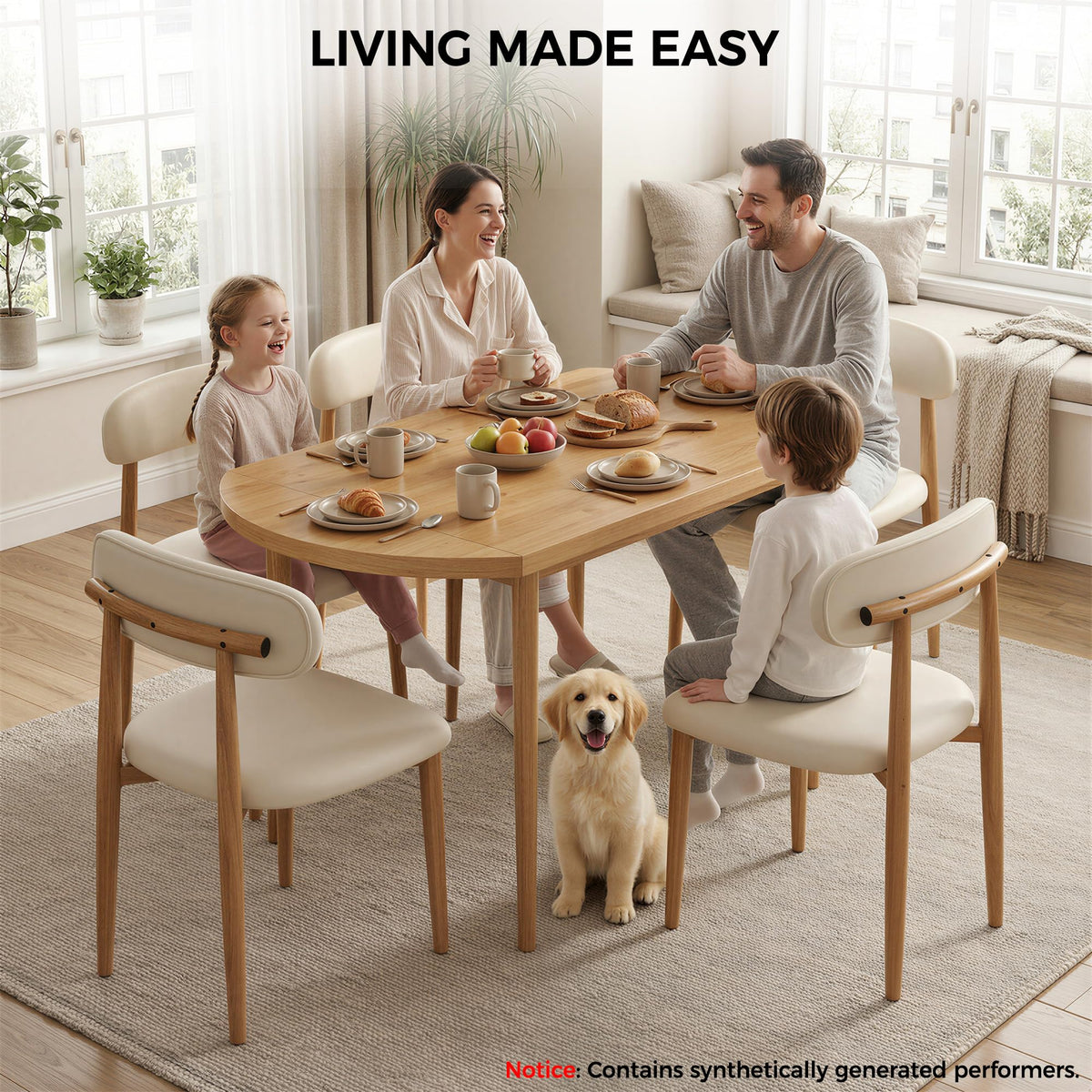 IRONCK Dining Table Set for 4, 55" Drop Leaf Desk, Natural Wood