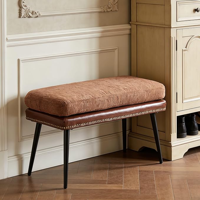 Upholstered Entryway Bench with Removable Cushion