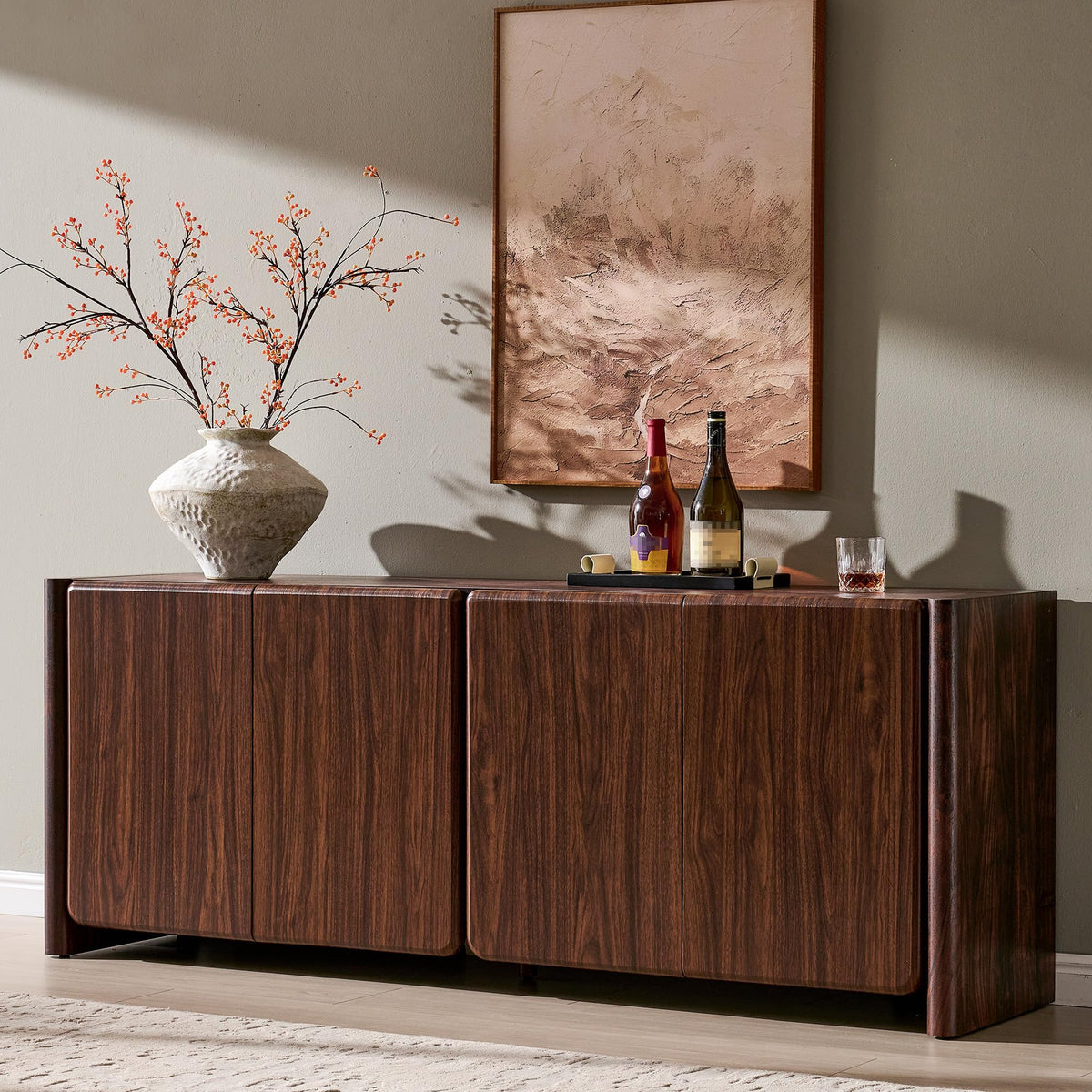 Brown 4-Door Buffet Sideboard