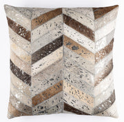 Cowhide Leather Patchwork Throw Pillow with Insert