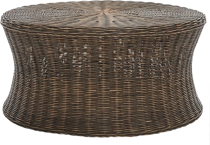 Mango Wood Rattan Ottoman