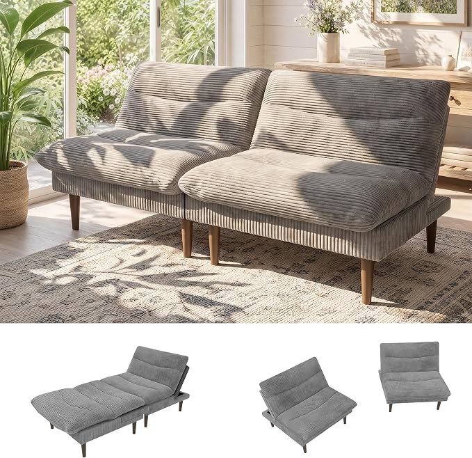 Modular Corduroy Futon Sofa Bed