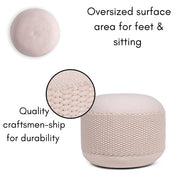 BIRDROCK HOME Outdoor Pouf Ottoman | Hand Woven Waterproof Foot Stool with Bead Bag Filling | Boho Foot Rest for Patio, Living Room, Porch & Outdoor Seating | Lightweight, Soft Stuffed Chair | Natural
