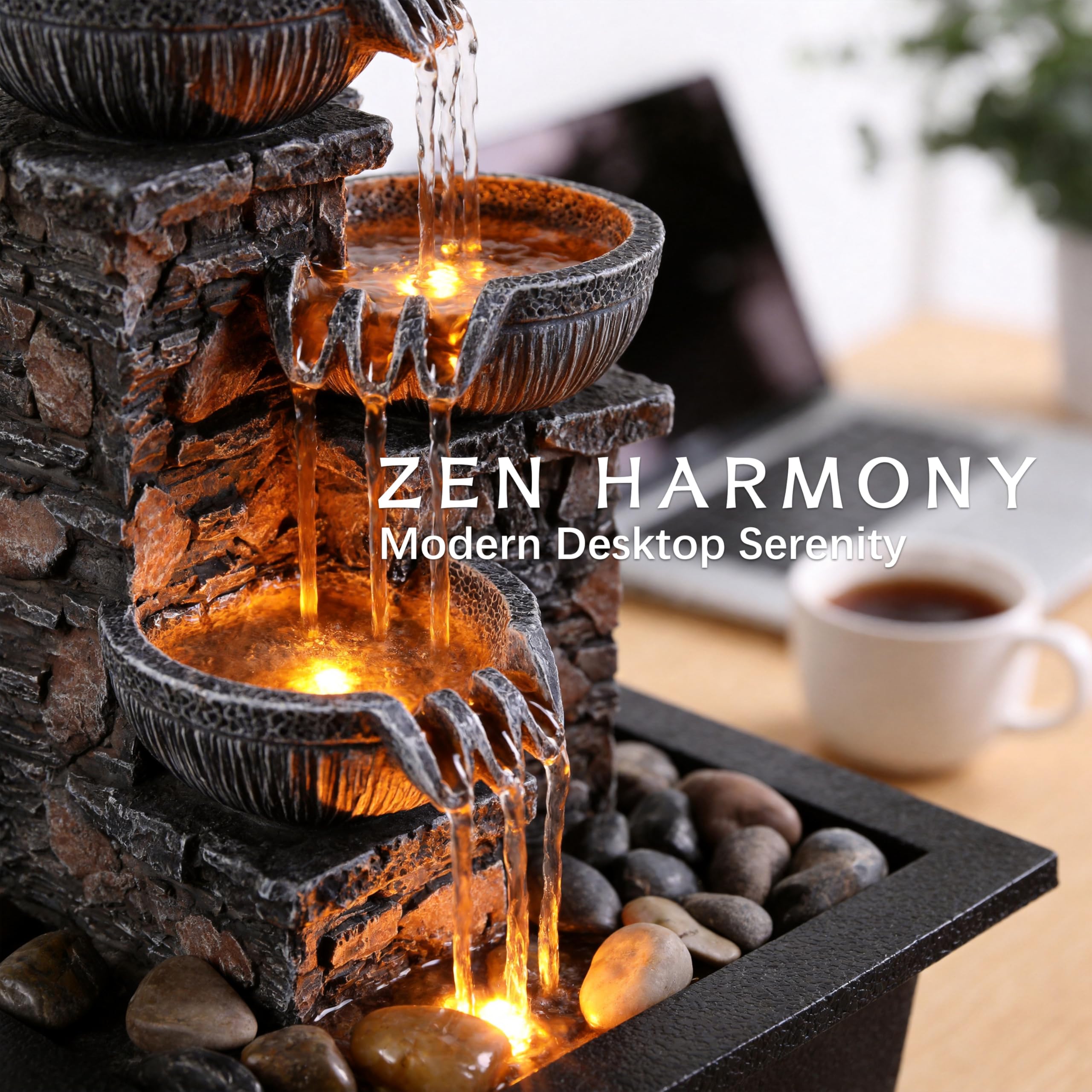 Tabletop Water Fountain with LED Light