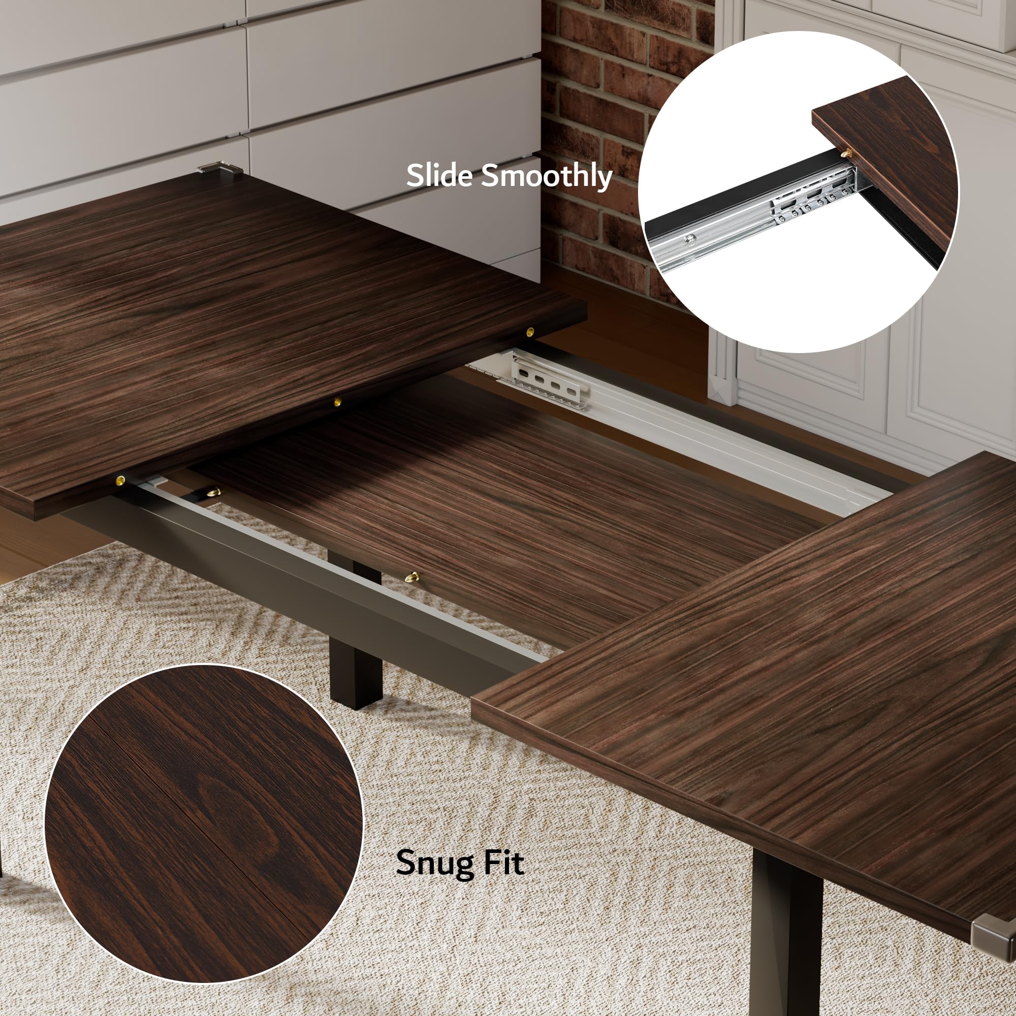Extendable Dining Table Set with 6 Chairs