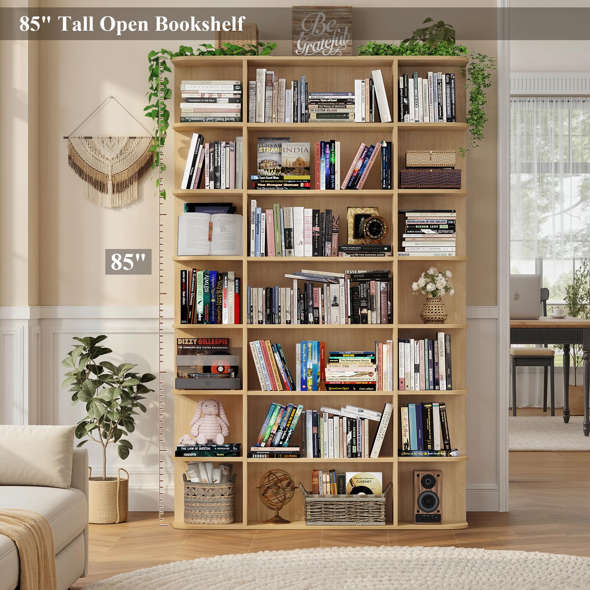 7-Tier Tall Bookshelf with 21 Open Display Shelves