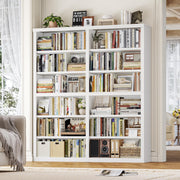 HOSTACK 63" W Open Book Shelf, 73" Tall Bookshelf with Storage, Modern White Bookshelf, Large Bookcase with 12 Display Shelves, 6 Tier Wooden Book Case for Living Room, Home Office, Library, White