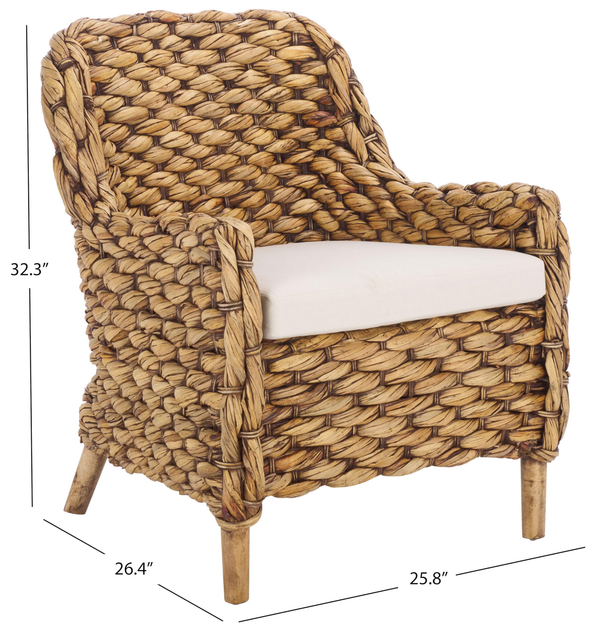 SAFAVIEH Purrl Hyacinth Wood Accent Chair, 25.59" White/Brown Wash ACH6533B