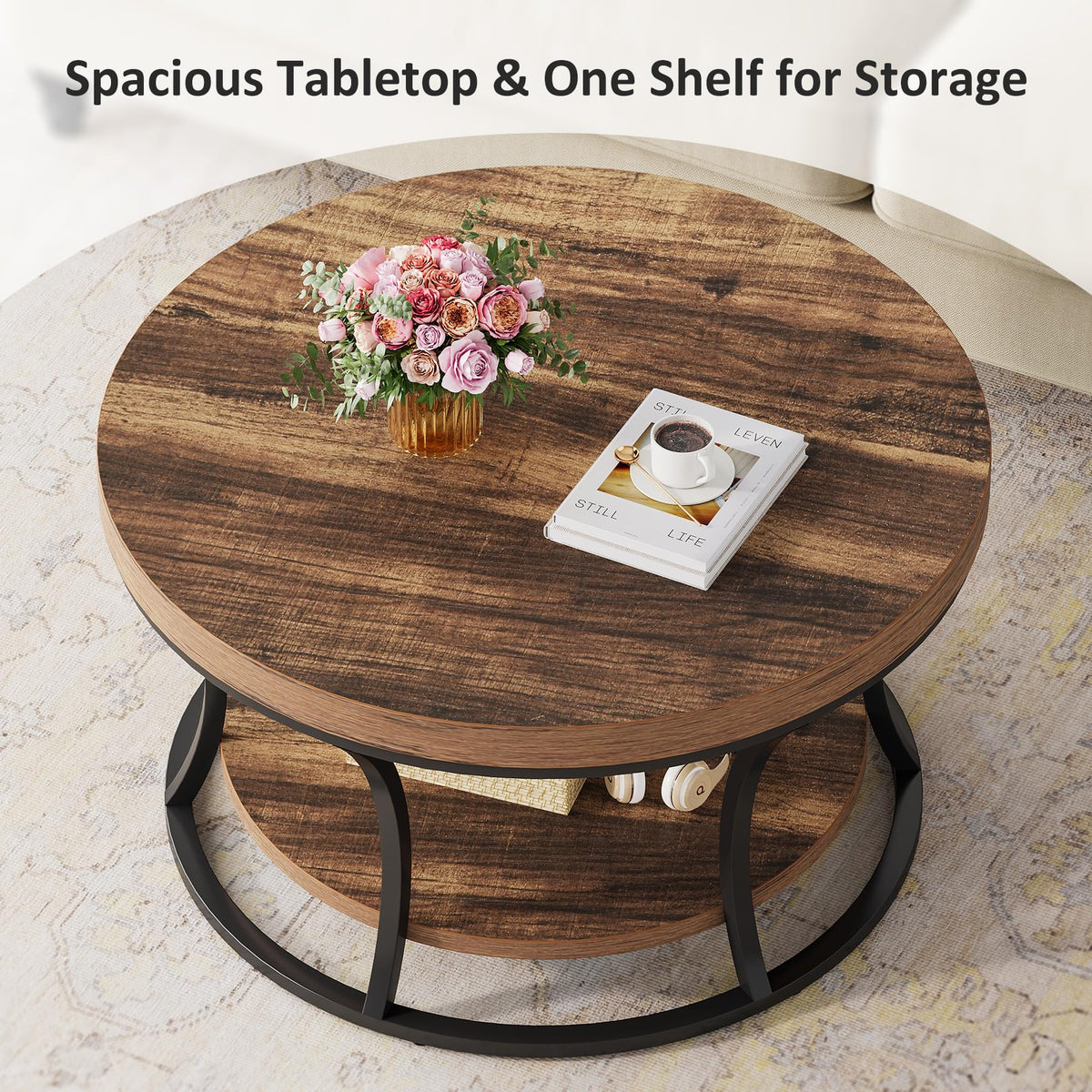 Round Coffee Table with Storage