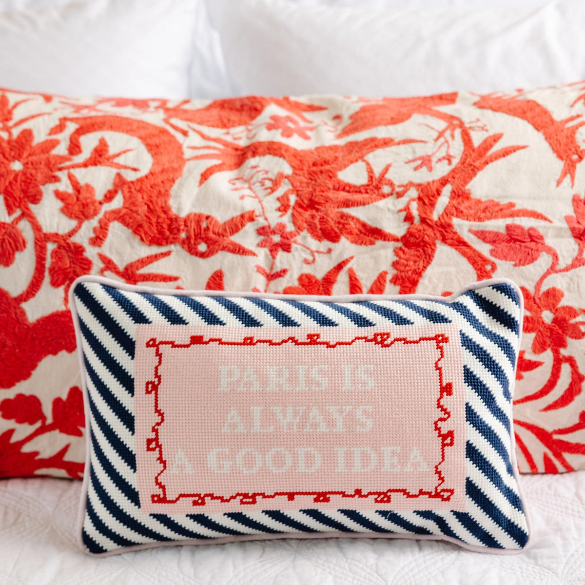 FURBISH Paris is Always a Good Idea Needlepoint Pillow, 9" x 15"