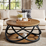 Round Coffee Table with Storage Shelf