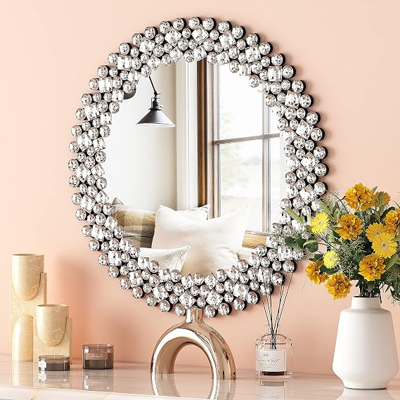 Round Crystal Wall Mirror