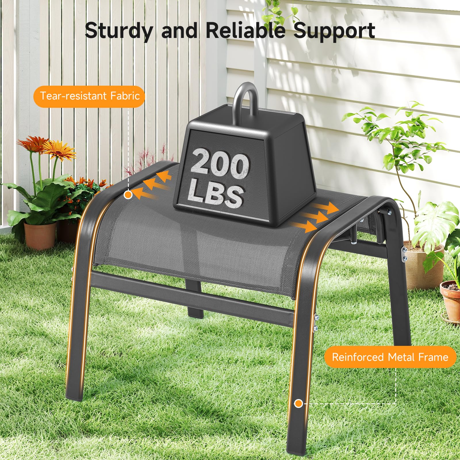 Outdoor Ottoman Set of 2 – Stackable Patio Foot Stool