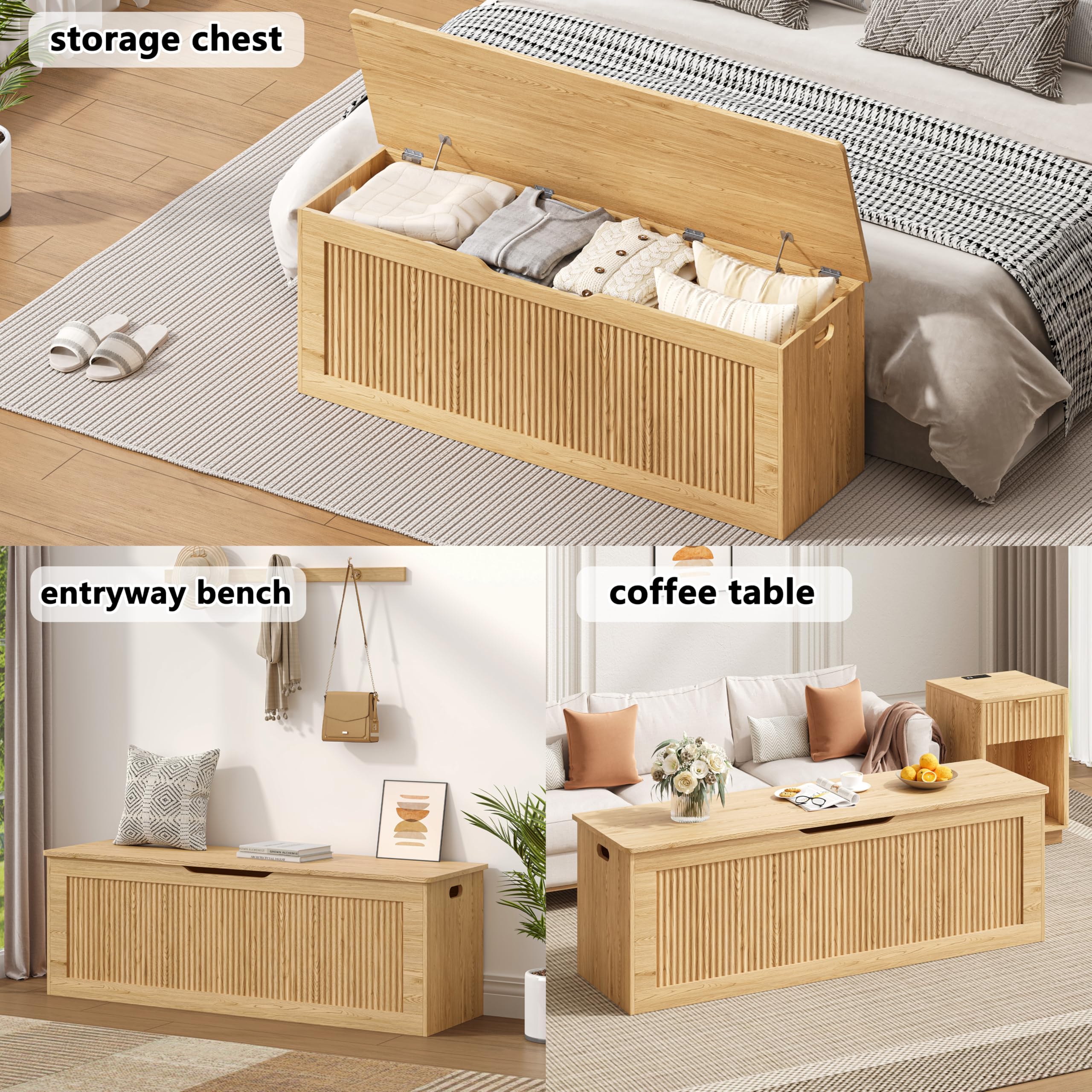 Extra Large Fluted Storage Chest with Lift Top