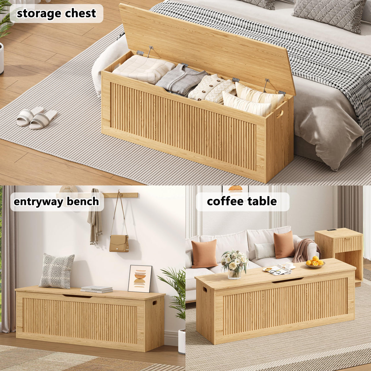 Fluted Storage Bench