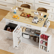 Rolling Kitchen Island with Trash Can & Drop Leaf
