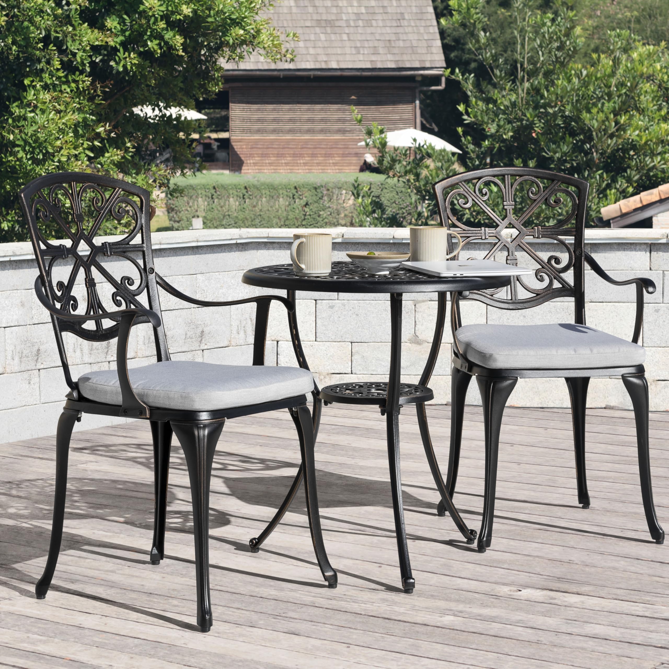 3-Piece Cast Aluminum Patio Bistro Set