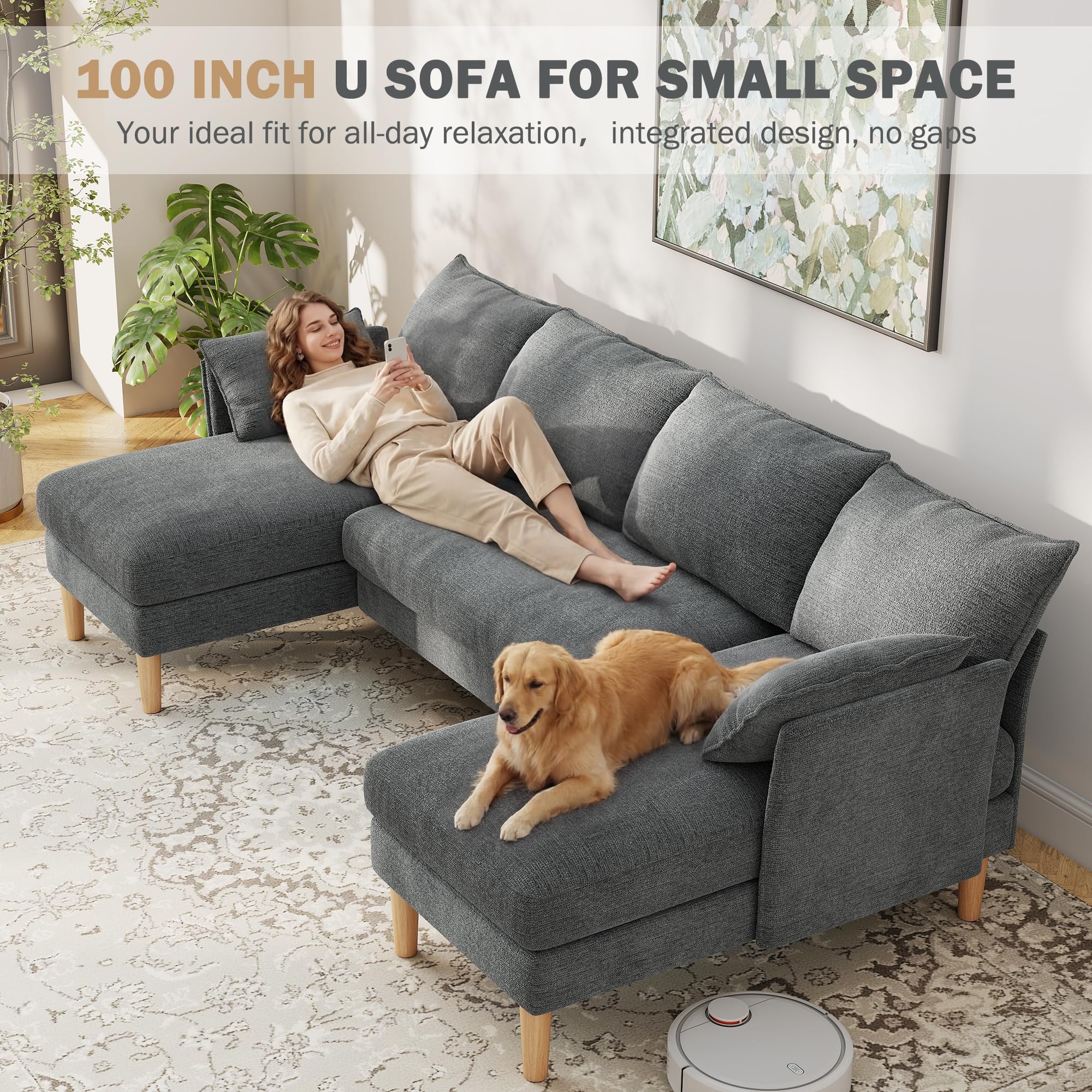 U-Shaped Sectional Sofa – Dark Gray