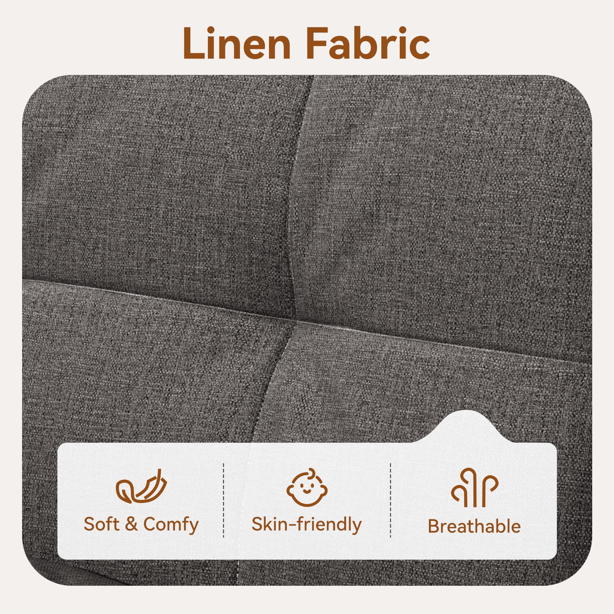 Convertible Futon Sofa Bed with Adjustable Backrest & Armrests