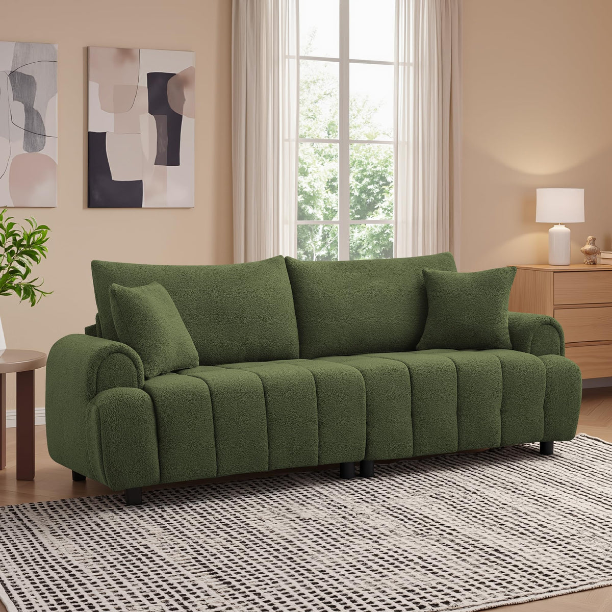 Boucle Loveseat with Rounded Arms