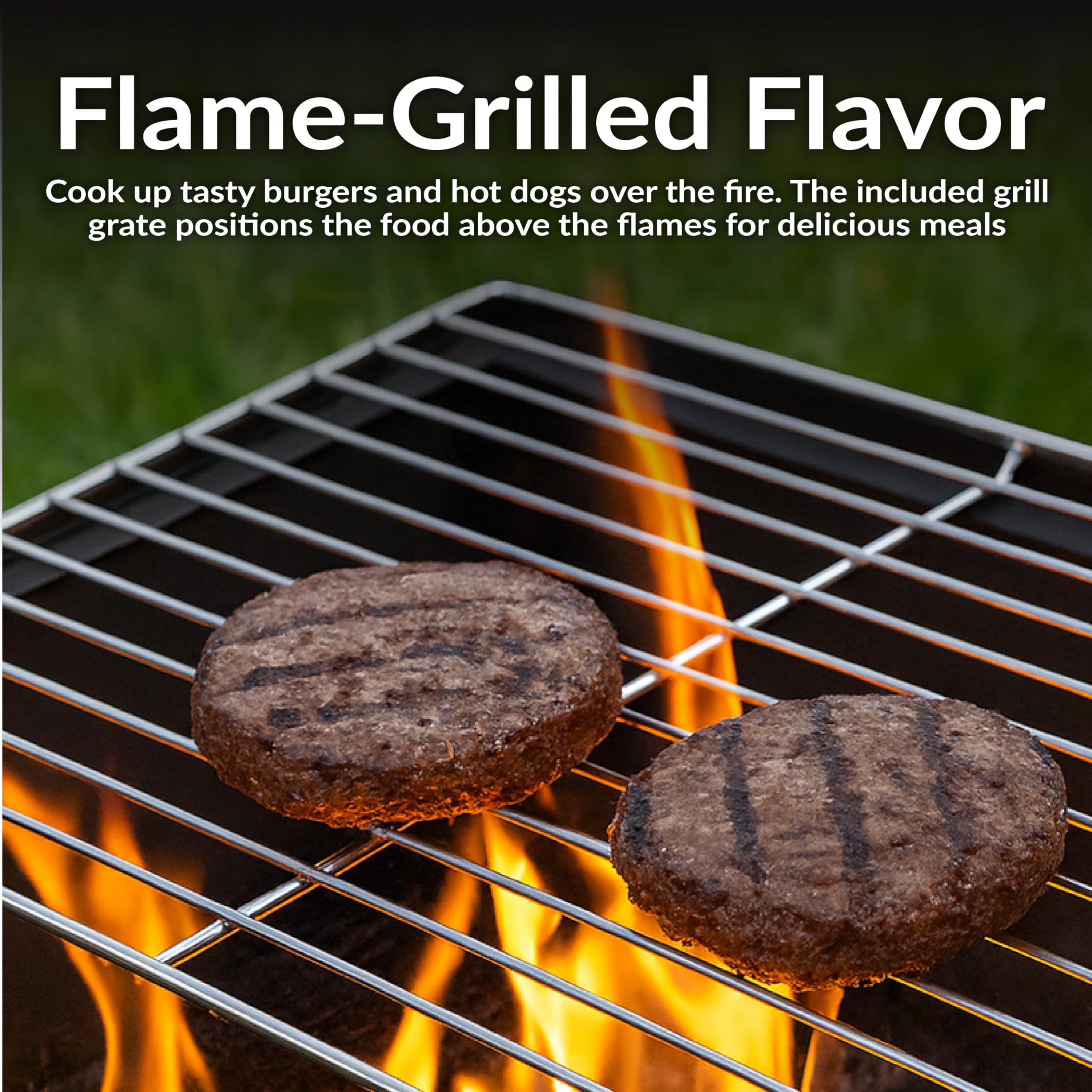 36-Inch Rectangular Steel Fire Pit with Grill & Accessories